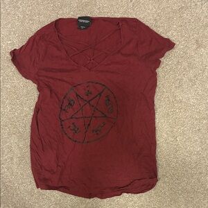 Crisscross V-Neck Devil’s Trap (Supernatural) in Burgundy